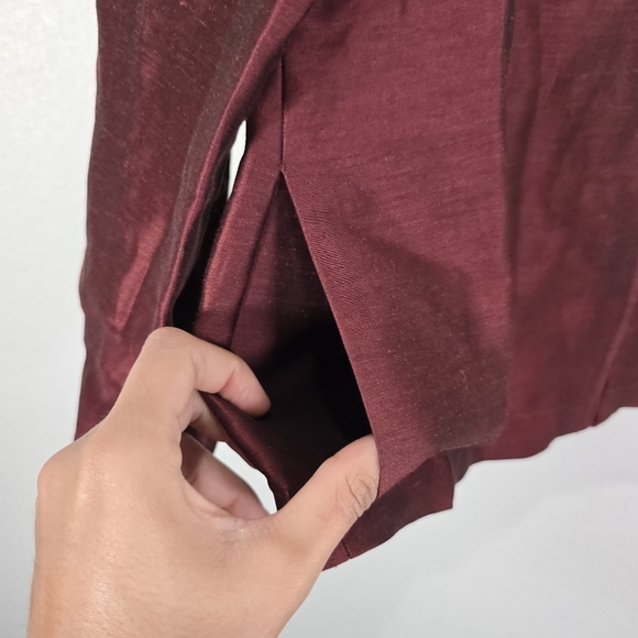 NWT Emanuel Ungaro Zip Up Linen Silk Blazer Size 8/42 Burgundy Lightweight - Picture 4 of 8